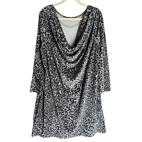 NWT Michael Kors Malachitery Velvet Cheetah Sheath Dress Chain Boat Neck Size 2X - Picture 2 of 14